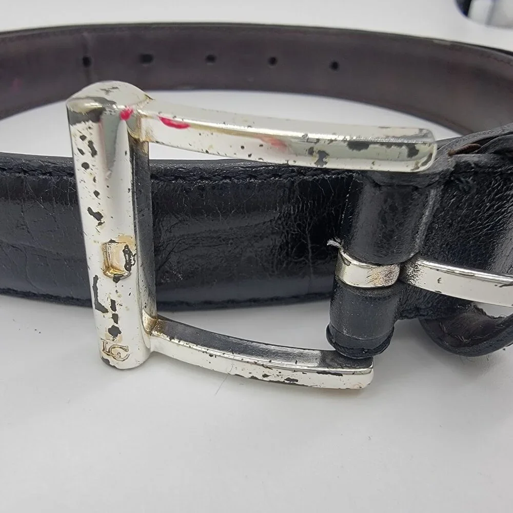 Vintage‎ 1997 Liz Claiborne Belt Black Tooled Leather Womens Sz M Medium EUC